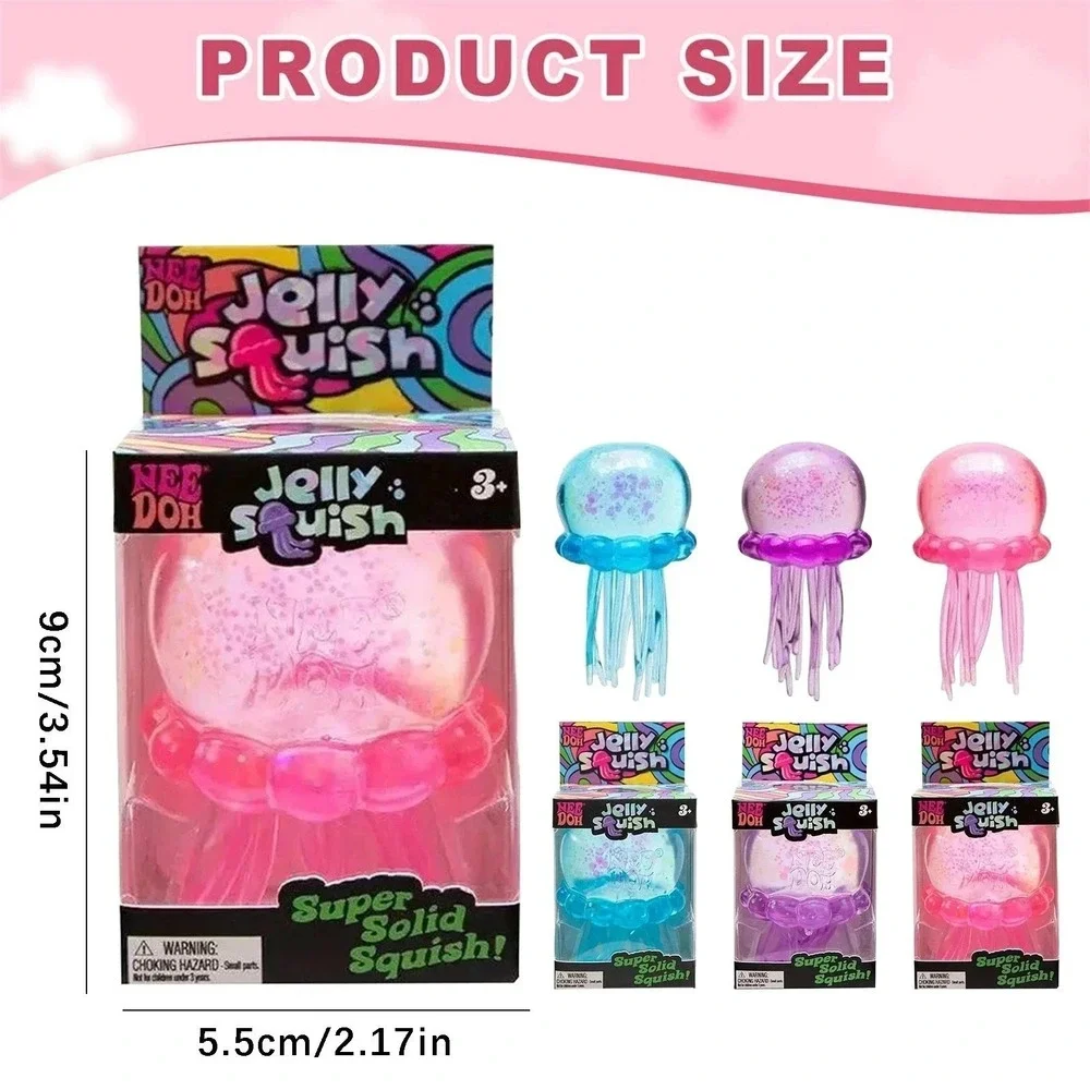 NeeDoh Jelly Squish Stress Toy Jellyfish Fidget‎ Sensory Squeeze Squishy Set 3